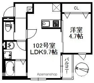 メゾンソレイユ久留米A【1階】の間取り