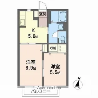 ガーデン・スクエア B【2階】の間取り