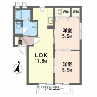 レジデンス七ツ沢E【2階】の間取り