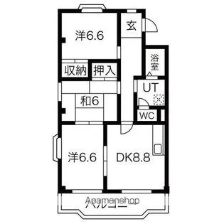 カーサ東田面【3階】の間取り
