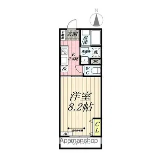 桧材仕様の単身物件 トレフル三郷中央【202号室】の間取り