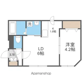 キューブ二十四軒4・4【3階】の間取り