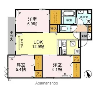 ダイヤモンドフジ天王寺東ゴールド(桑津)【1階】の間取り