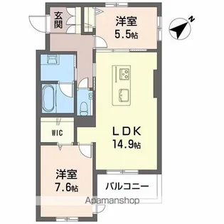 シャーメゾン月見【1階】の間取り