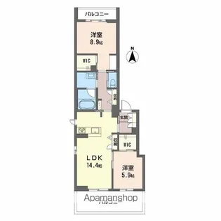 ロイヤルグランコート虎丸【2階】の間取り