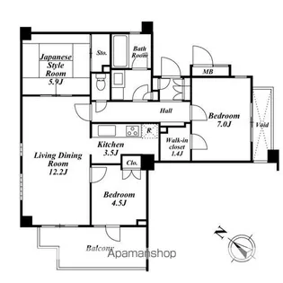 プライムアーバン新宿夏目坂タワーレジデンス【1階】の間取り
