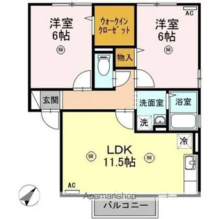 ハピネス B棟【2階】の間取り