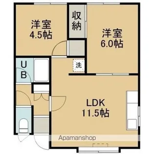 西花アパート【1F右号室】の間取り