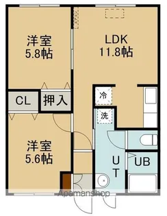 N HAPPINESS七重浜【202号室】の間取り