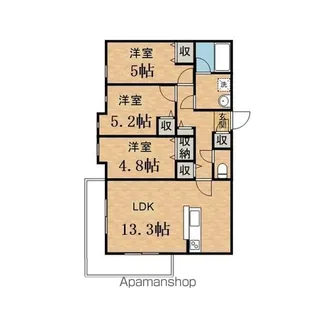 ベルグラース【1階】の間取り