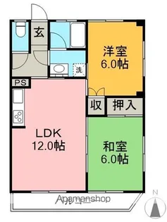 十字路ハイツ【2階】の間取り