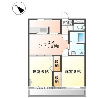 ペア ガーデン【2階】の間取り