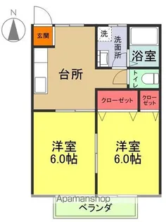 第2しらさぎ荘【1-B号室】の間取り