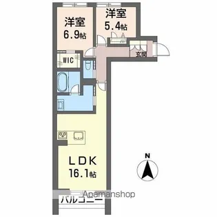 シャーメゾン妻科の杜【101号室】の間取り