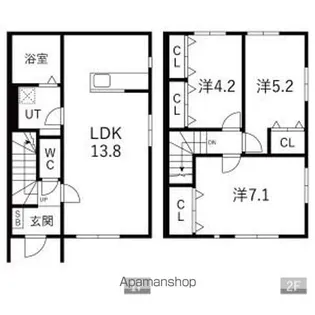 プリエールB棟【B-2号室】の間取り