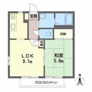 プロシード笹谷D【103号室】の間取り