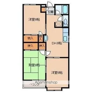 第2イトーキハイツ6号棟【2階】の間取り