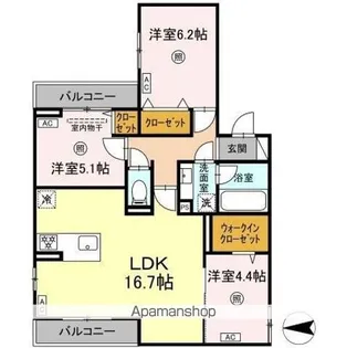 トリシア長丘【3階】の間取り