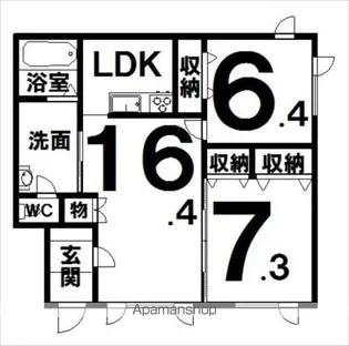 スパークリングハウスⅠ【1-B号室】の間取り