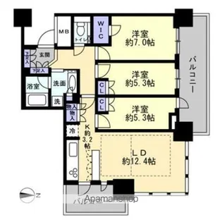 プラウドタワー岡山【5階】の間取り