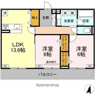 プルミエラムール【202号室】の間取り