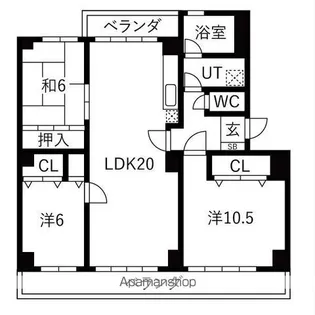 パークウエスト貴船【3階】の間取り