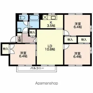 フレグランスYOURS【D102号室】の間取り