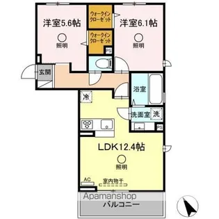 ザ サンハート八代【2階】の間取り