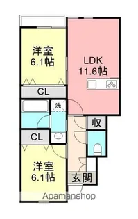 FLOWERLOVE Ⅴ【212号室】の間取り