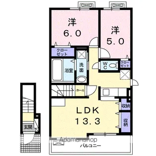 プリムローズ ガーデンヴィラA【205号室】の間取り
