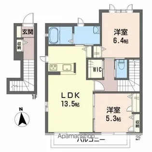 グランマスト杉井流Ⅲ B棟【2階】の間取り