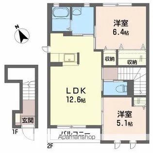 クラヴィエ富田A【2階】の間取り