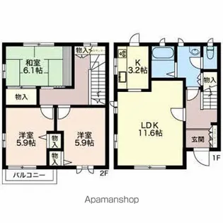 メイプル・アライ【102号室】の間取り
