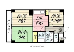 カトルズ中田Ⅱ【2階】の間取り