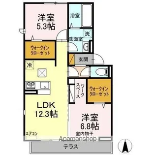 リヴィール ソワIII【1階】の間取り