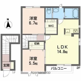 メゾンマスト向中野A【2階】の間取り