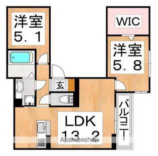 Passaro Grande北田辺【3階】の間取り