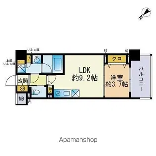 オープンレジデンシア渡辺通【5階】の間取り