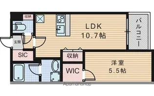 ウェルスクエア北桜塚【204号室】の間取り