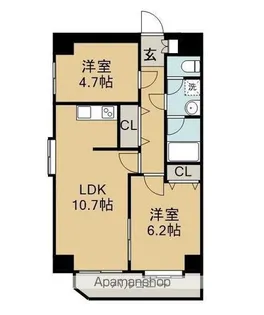 ベルメゾン新田東【6階】の間取り