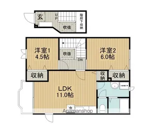 フラワーサンヒルズB【2階】の間取り
