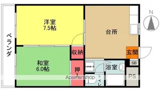 ベルトピアいわき5 B棟【402号室】の間取り