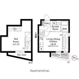 グランパセオ目黒洗足【1階】の間取り