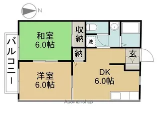 クレール須ヶ口【B202号室】の間取り