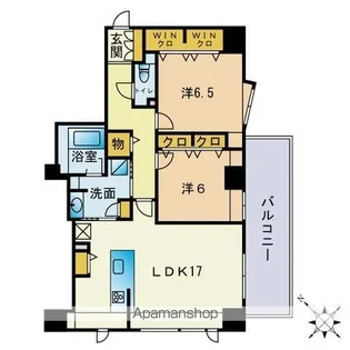 デュオフラッツ大濠西【2階】の間取り