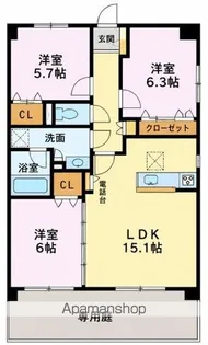 サンライト キャッスル【1階】の間取り