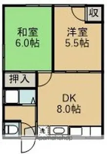 山本荘【2階左号室】の間取り