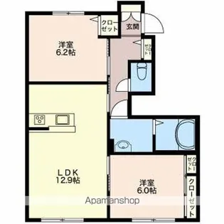 マストタウン下門前B【102号室】の間取り