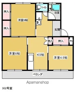パレス亀谷【3階】の間取り
