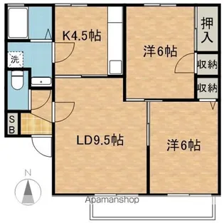 クレア・笹部A【2階】の間取り